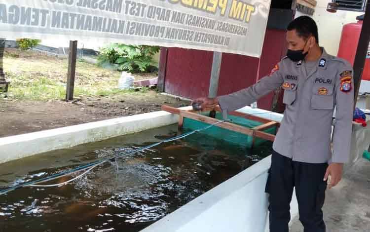 Salah satu kolam pengembangan budidaya ikandi Polres Seruyan