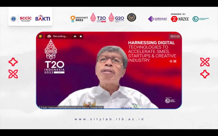 Tangkapan layar Deputi Bidang Usaha Mikro Kementerian Koperasi dan UKM Eddy Satriya dalam Webinar Think 20 (T20) di Jakarta, Selasa (17/5/2022). ANTARA/M. Baqir Idrus Alatas