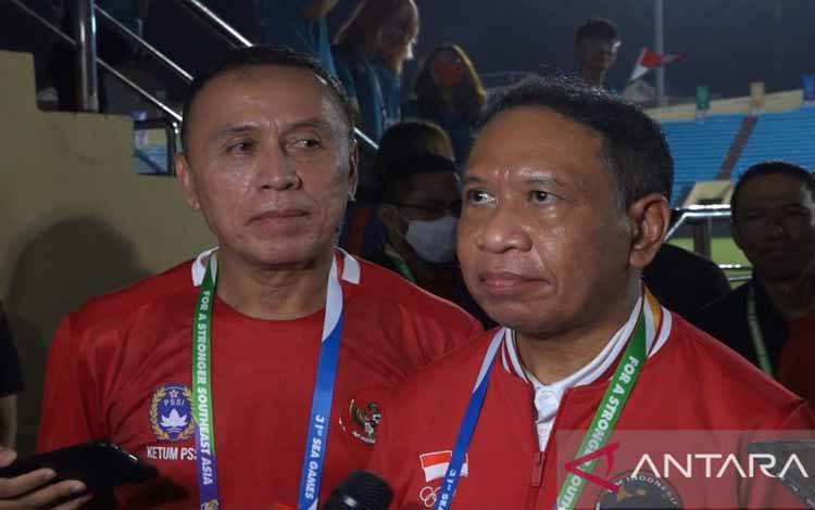 Menteri Pemuda dan Olahraga Zainudin Amali dan Ketua Umum PSSI Mochamad Iriawan.