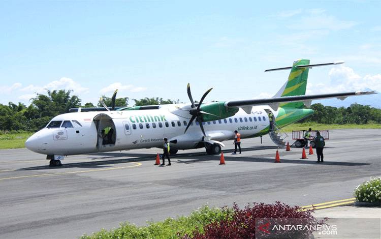 Ilustrasi - Pesawat Citilink mendarat di Bandara Udara So'a, Bajawa, Provinsi Nusa Tenggara Timur. ANTARA/Benny Jahang