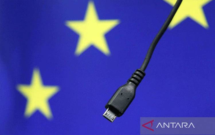 Ilustrasi - Kabel pengisi daya ponsel terlihat pada konferensi pers di markas Komisi Eropa di Brussels, Belgia. ANTARA/REUTERS/Francois Lenoir/aa. (ANTARA/Reuters)