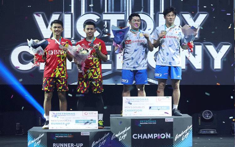 Fajar Alfian/Muhammad Rian Ardianto menjadi runner up Malaysia Open 2022 setelah dikalahkan Takuro Hoki/Yugo Kobayashi di babak final, Minggu. (dokumentasi PP PBSI)