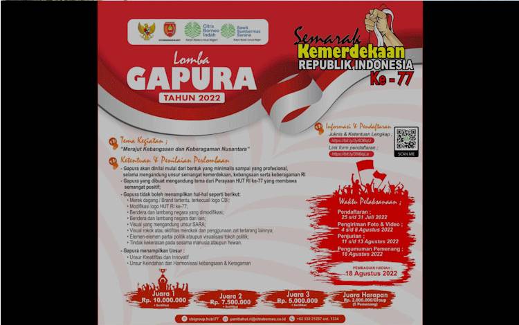 Leaflet Lomba Garpura se - Kabupaten Kobar yang digelar oleh PT. SSMS, Tbk - CBI Group guna menyemarakkan HUT ke 77 Kemerdekaan RI tahun 2022.