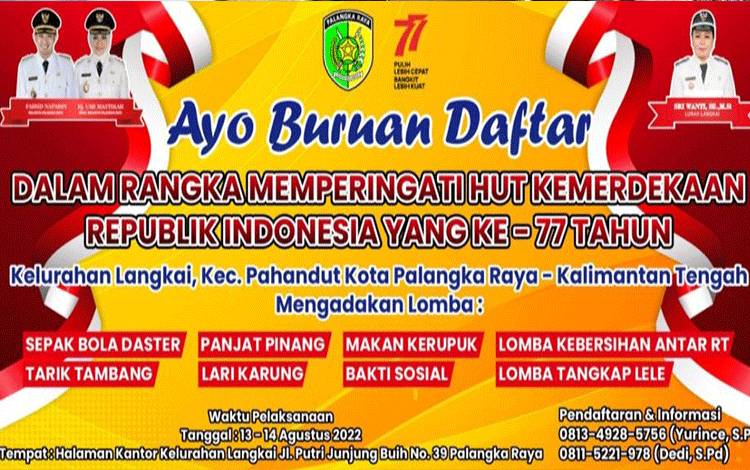 Informasi lomba HUT RI di Kelurahan Langkai. (FOTO: SRI WANTI)