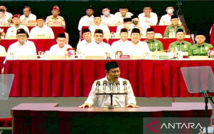 Ketua Umum PKB Muhaimin Iskandar alias Cak Imin di Sentul International Convention Center (SICC), Kabupaten Bogor, Jawa Barat, Sabtu (13/8/2022). ANTARA/HO-Partai Gerindra