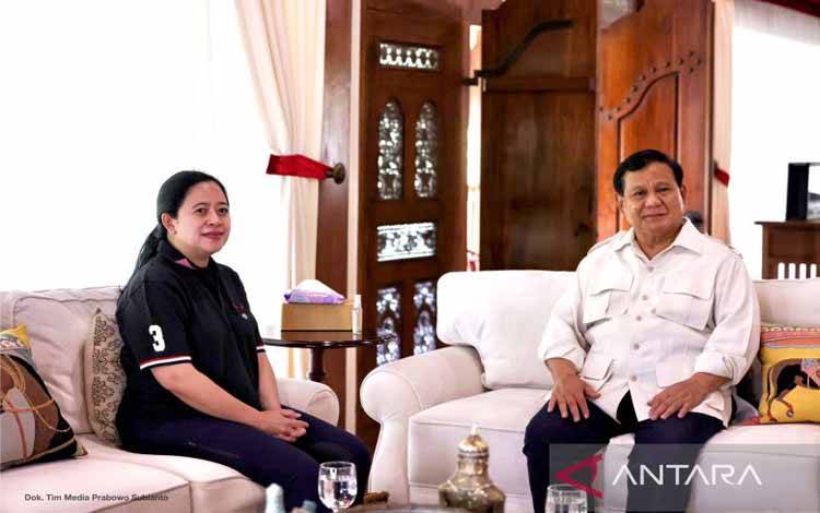 Ketua Umum Partai Gerindra Prabowo Subianto saat melakukan pertemuan dengan Ketua DPP PDIP Puan Maharani dan beberapa elite PDIP di kediamannya Hambalang, Bogor, Jawa Barat, Minggu (4/9/2022). ANTARA/HO-Tim Media Prabowo Subianto.