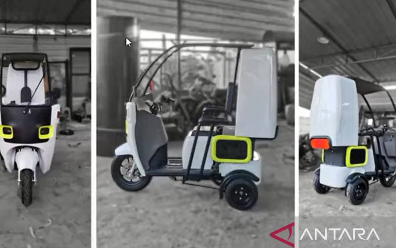 Tangkapan layar prototipe sepeda motor listrik roda tiga yang ramah disabilitasl yang dirancang Badan Riset dan Inovasi Nasional (BRIN). (FOTO : ANTARA/Martha Herlinawati Simanjuntak/2022)