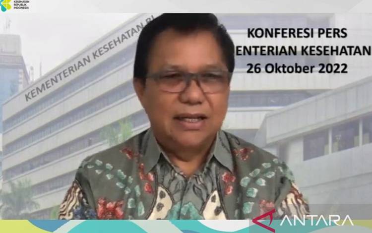Tangkapan layar Juru Bicara Kementerian Kesehatan RI dr. Mohammad Syahril pada konferensi pers secara daring di Jakarta, Rabu (26/10/2022). (ANTARA/ Zubi Mahrofi)