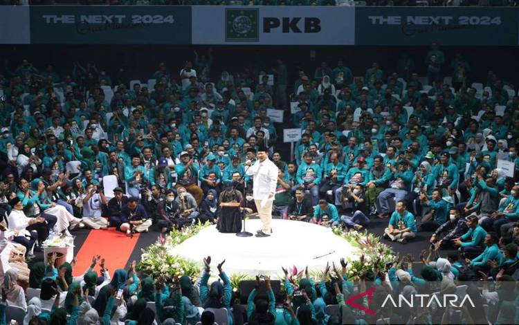 Ketua Umum DPP Partai Gerindra Prabowo Subianto dalam acara Partai Kebangkitan Bangsa (PKB) Road to Election 2024, di Senayan, Jakarta, Minggu (30/10/2022). ANTARA/HO-Tim Media Prabowo Subianto