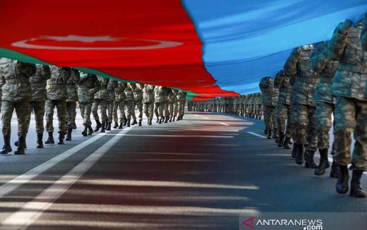 Ilustrasi bendera raksasa Azerbaijan (8/11/2021). ANTARA FOTO/REUTERS/Aziz Karimov/PRAS/djo