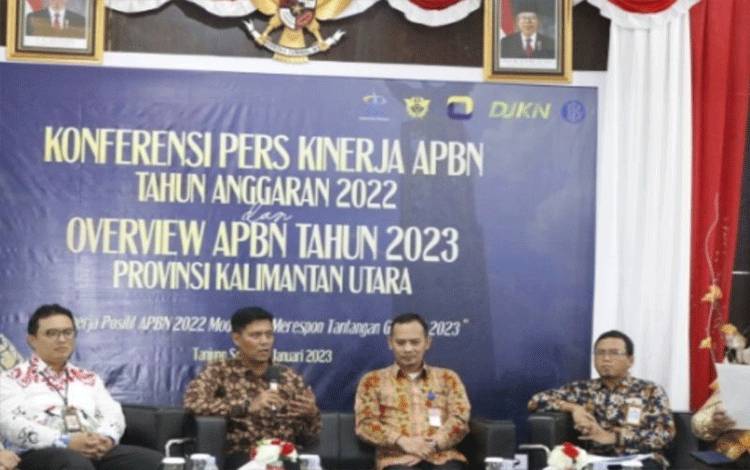 Direktorat Jenderal Perbendaharaan Negara (DJPb) Kalimantan Utara melakukan konferensi pers di Tanjung Selor, Bulungan, Selasa (10/1/2023). ANTARA/HO-DKISP Provinsi Kaltara.