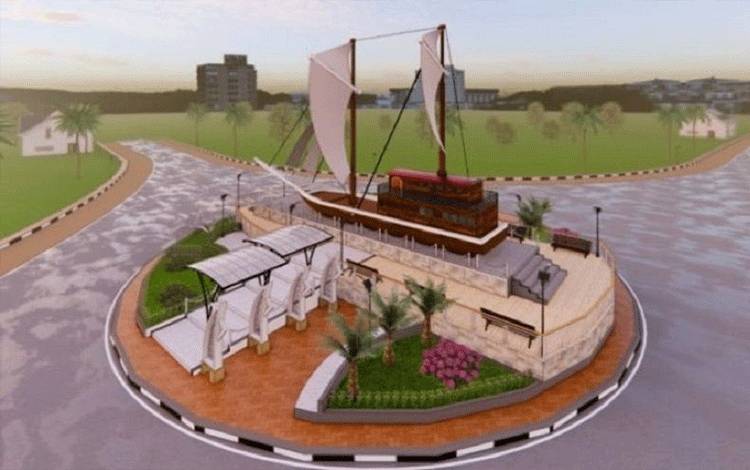 Gambar rencana pembangunan bundaran Pinisi di Kecamatan Kumai. (ANTARA/HO-Pemkab Kobar)