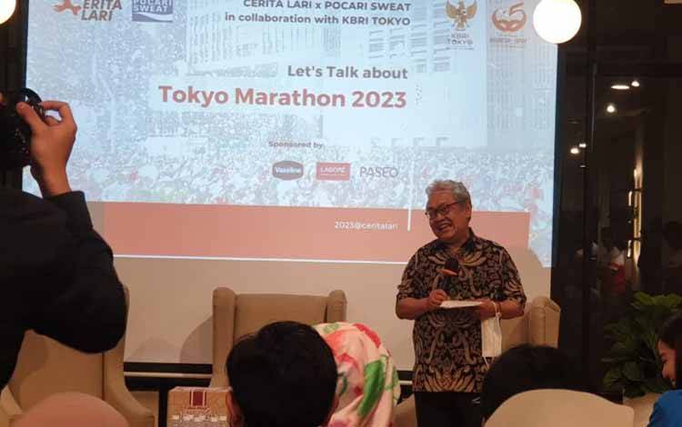 Duta Besar Republik Indonesia untuk Jepang, Heri Akhmadi, hadir dalam acara workshop 'Let's Talk About Tokyo Marathon 2023 di Plaza Indonesia, Jakarta, Sabtu (28/1/2023). (ANTARA/HO-Cerita Lari)
