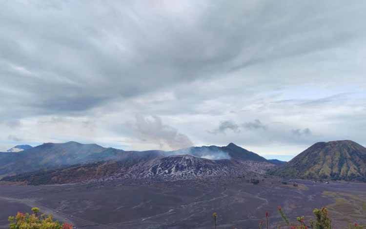 Gunung Bromo yang terpantau dari Pos Pengamatan Gunung Bromo di Kabupaten Probolinggo pada Sabtu (11/2/2023) (ANTARA/HO-PVMBG)