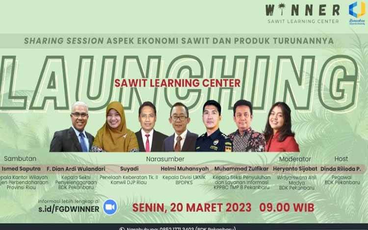 Focus Group Discussion Pembentukan Sawit Learning Center oleh Kemenkeu Satu Riau yang dilaksanakan di Aula Balai Diklat Keuangan Pekanbaru, 20 Maret 2023 lalu.(Rilis BPDPKS)