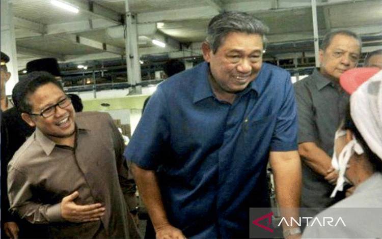 Arsip foto: Ketua Majelis Tinggi Partai Demokrat Susilo Bambang Yudhoyono (dua kanan) dan Ketua Umum Partai Kebangkitan Bangsa Muhaimin Iskandar (kiri). ANTARA/HO-DPP Partai Demokrat