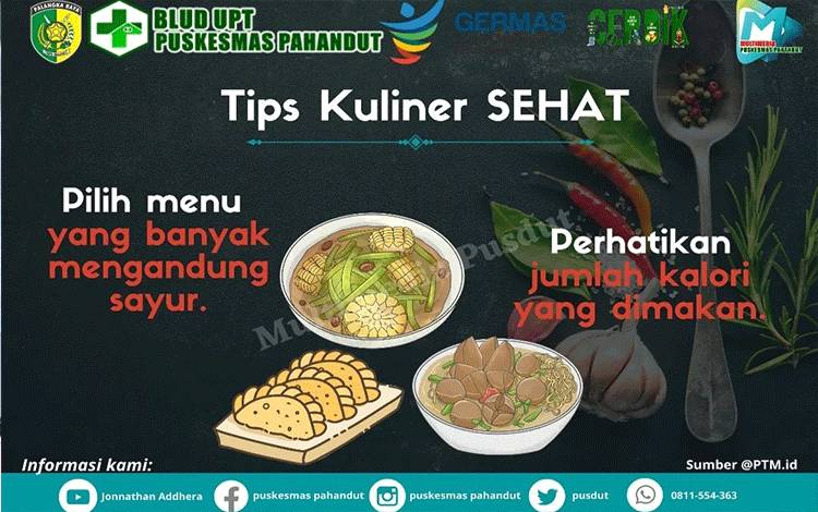 Tips Kuliner sehat (FOTO : BLUD UPT PUSKESMAS PAHANDUT)