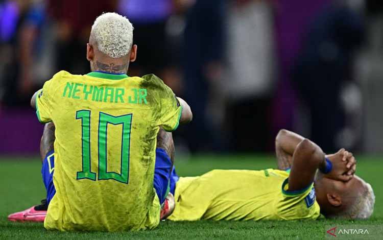 Striker timnas Brazil Neymar saat tampil di Piala Dunia Qatar 2022 pada 9 Desember 2022. (Photo by GABRIEL BOUYS / AFP) (AFP/GABRIEL BOUYS)