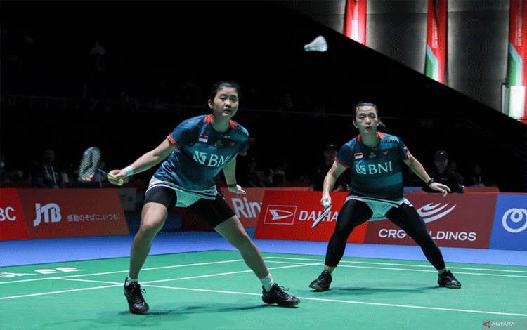 Pasangan ganda putri Indonesia Febriana Dwipuji Kusuma/Amallia Cahaya Pratiwi berlaga di Japan Open 2023 pada Rabu (26/7/2023). (ANTARA/HO/PBSI)