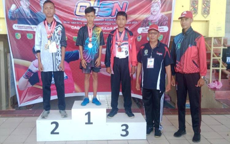 Salah satu pelajar Sekolah Dasar asal Seruyan yang berhasil mengukir prestasisaat mengikuti Olimpiade Olahraga Siswa Nasional (O2SN) Tingkat Provinsitahun 2023. (FOTO: FAHRUL)
