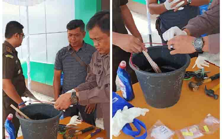 Kajari Barsel, Yusuf Sumalong memusnahkan barang bukti sabu 122,96 gram. (FOTO: URIUTU DJAPER)