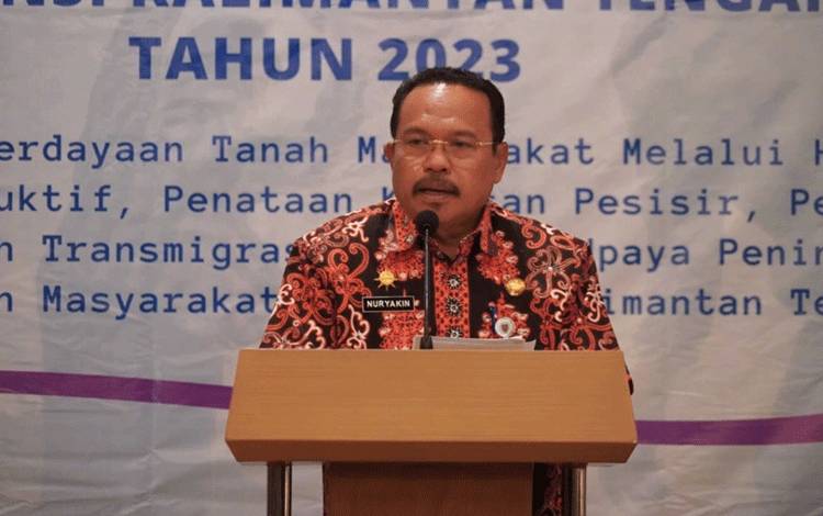 Sekertaris Daerah (Sekda) Kalimantan Tengah (Kalteng), Nuryakin di Swissbell Danum Hotel Palangka Raya, Jumat, 25 Agustus 2023. (FOTO: ARIF)