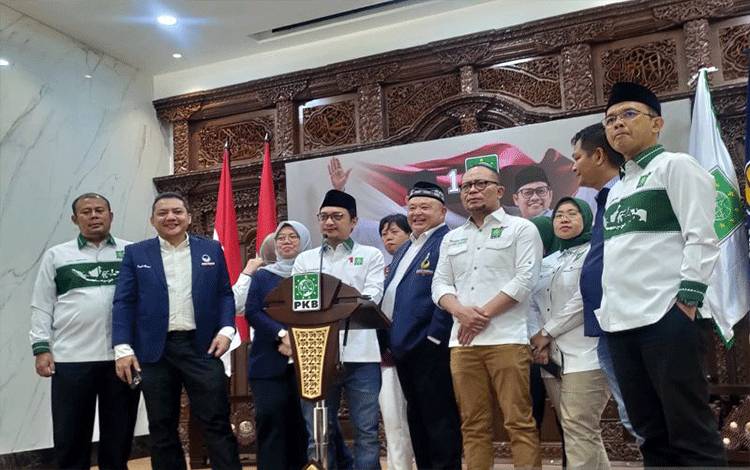 PKB dan NasDem bertemu di Kantor DPP PKB, Jakarta Pusat, Rabu (13/9/2023) malam. Dua Partai itu sepakat membentuk Tim Nasional (Timnas) Pemenangan Anies Baswedan dan Muhaimin Iskandar atau Cak Imin (Amin). ANTARA/Hendri Sukma Indrawan