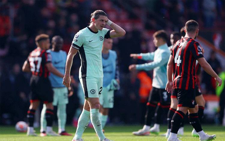 Pemain Chelsea Conor Gallagher usai pertandingan Liga Inggris melawan AFC Bournemouth di Stadion Vitality, Bournemouth (17/9/2023). Foto Action Images via Reuters/Matthew Childs.