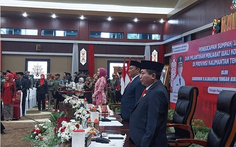 Ketua DPRD Provinsi Kalimantan Tengah H Wiyatno saat mengikuti kegiatan pelantikan PJ Bupati wali kota di Aula Jayang Tingang (Foto : IST)