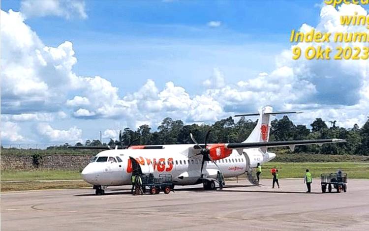 Maskapai penerbangan Wings Air kembali membuka rute Banjarmasin - Muara Teweh dimulai pada Senin, 9 Oktober 2023. (Foto : Dhani)