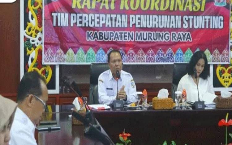 Rapat koordinasi Teknis tim percepatan penurunan stunting yang digelar jajaran pemerintah Kabupaten Murung Raya.