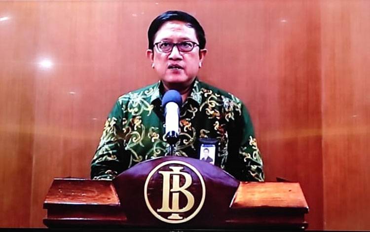 Kepala Perwakilan Bank Indonesia Provinsi Kalimantan Tengah, Taufik Saleh menyampaikan Outlook Perekonomian Kalteng dalam Pertemuan Tahunan Bank Indonesia pada Rabu, 29 November 2023 malam.(FOTO: TESTI PRISCILLA)
