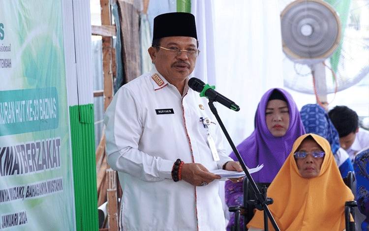 Sekertaris Daerah (Sekda) Kalimantan Tengah (Kalteng), Nuryakin saat mengikuti kegitan sykuran Baznas Kalteng, Rabu, 31 Januari 2024.