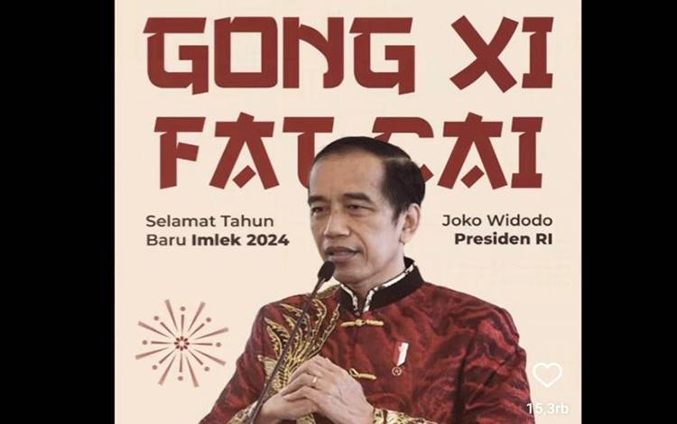 Tangkapan layar - Presiden Joko Widodo (Jokowi) saat mengucapkan selamat Tahun Baru Imlek 2024 melalui postingan Reels di akun Instagram @jokowi pada Sabtu (10/2/2024). ANTARA/HO-@jokowi.