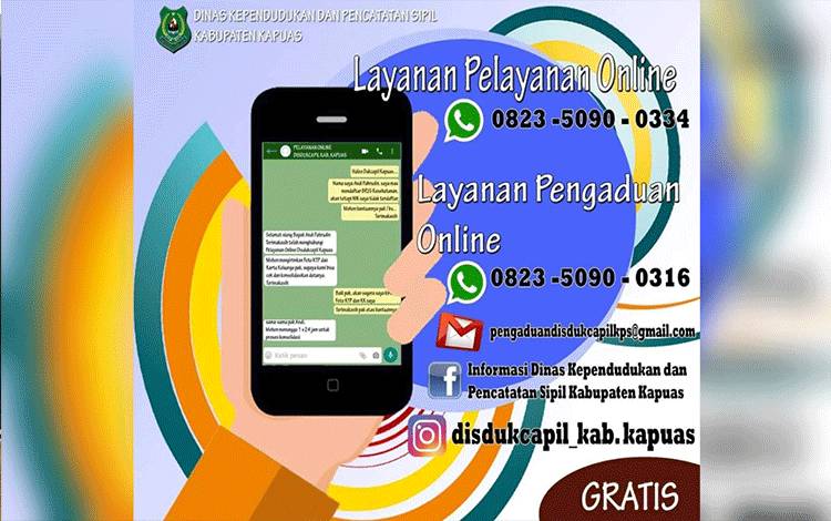 Kontak layanan online Disdukcapil Kapuas. (FOTO: IST)