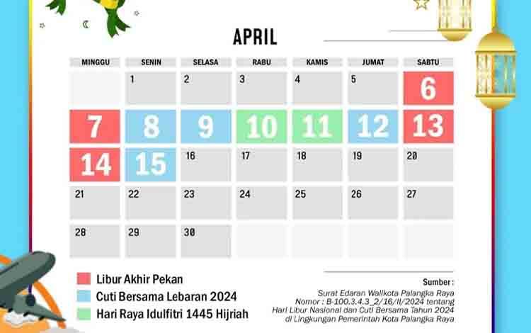 Kalender cuti bersama Idul Fitri ASN Pemko Palangka Raya. (FOTO: PPID Palangka Raya)