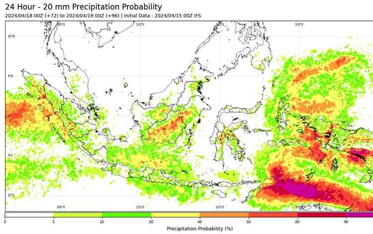 Info grafis kemungkinan curah hujan Indonesia pada 17 April 2024. (Sumber: BMKG)