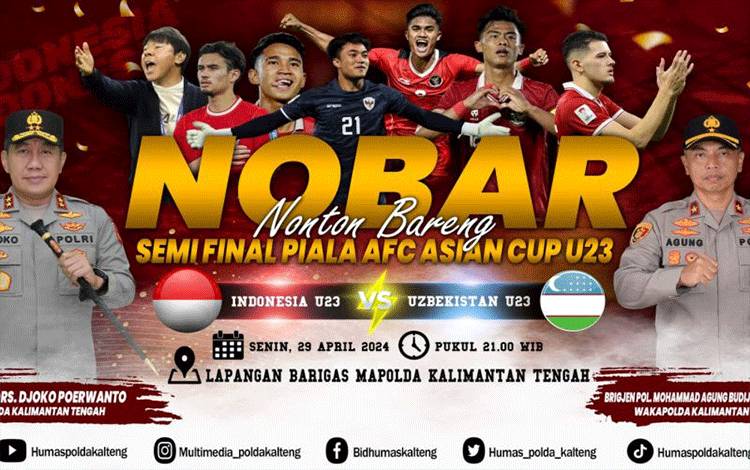 Polda Kalteng gelar nonton bareng Timnas Indonesia U-23 melawan Uzbekistan U-23 di ajang Piala Asia U-23. ANTARA/Humas Polda Kalteng