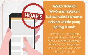 Hoax: Info Vaksin Sinovac Paling Lemah