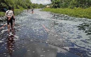 Ruas Jalan Trans Kalimantan Desa Pilang juga Banjir