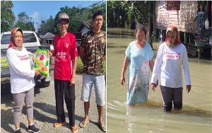 Peduli Korban Banjir, Sri Lestari Berikan Bansos kepada Warga Desa Sungai Hijau