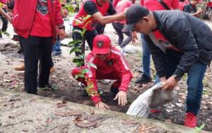 Agustiar Sabran Apresiasi Penanaman Pohon DPD PDIP Kalteng di Palangka Raya