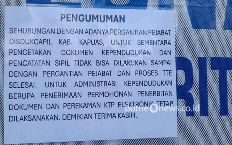 Terkendala hal ini Disdukcapil Kapuas tak Bisa Terbitkan Dokumen Kependudukan, Warga Mengeluh